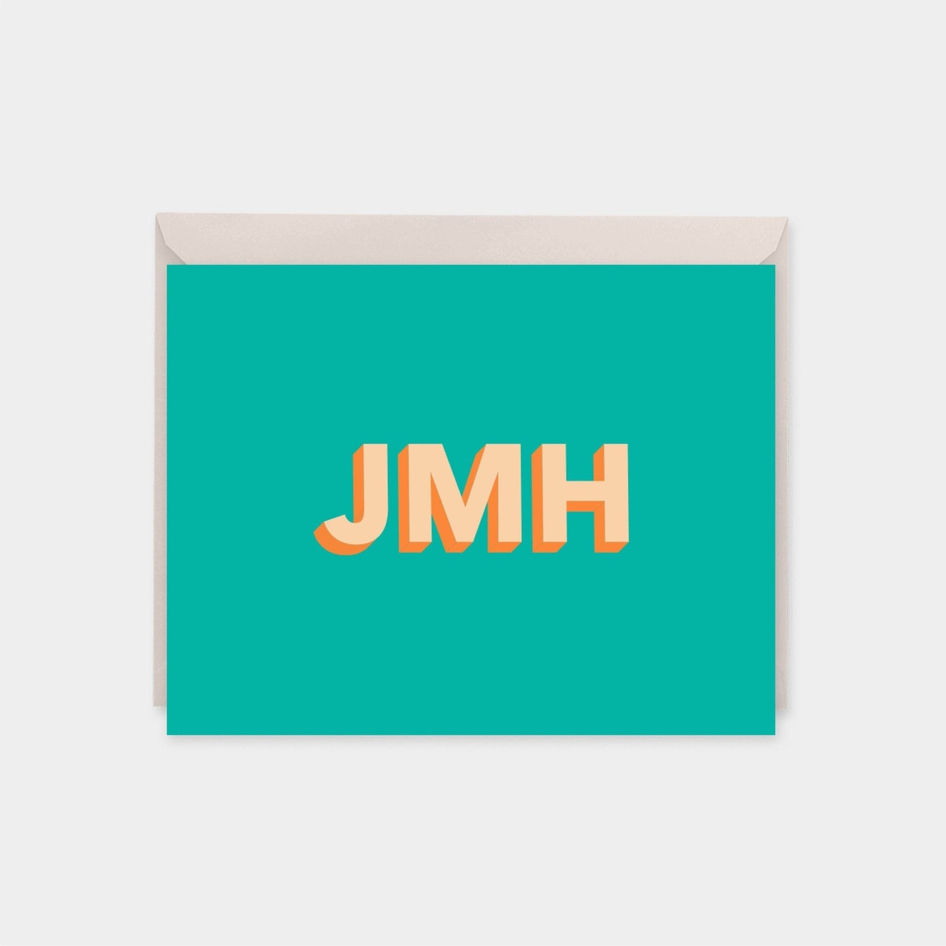 Monogram Note Cards with 3D Text-Greeting & Note Cards-The Design Craft