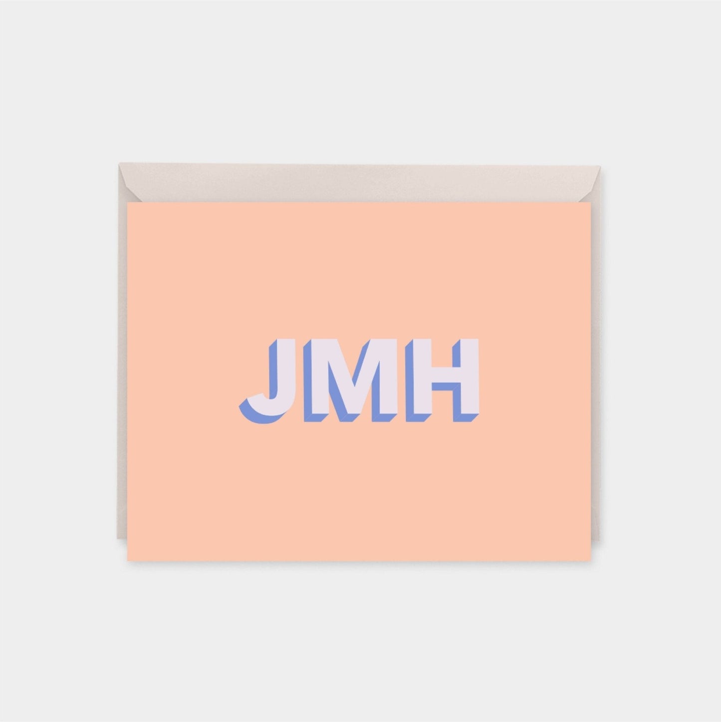 Monogram Note Cards with 3D Text, Modern-Greeting & Note Cards-The Design Craft