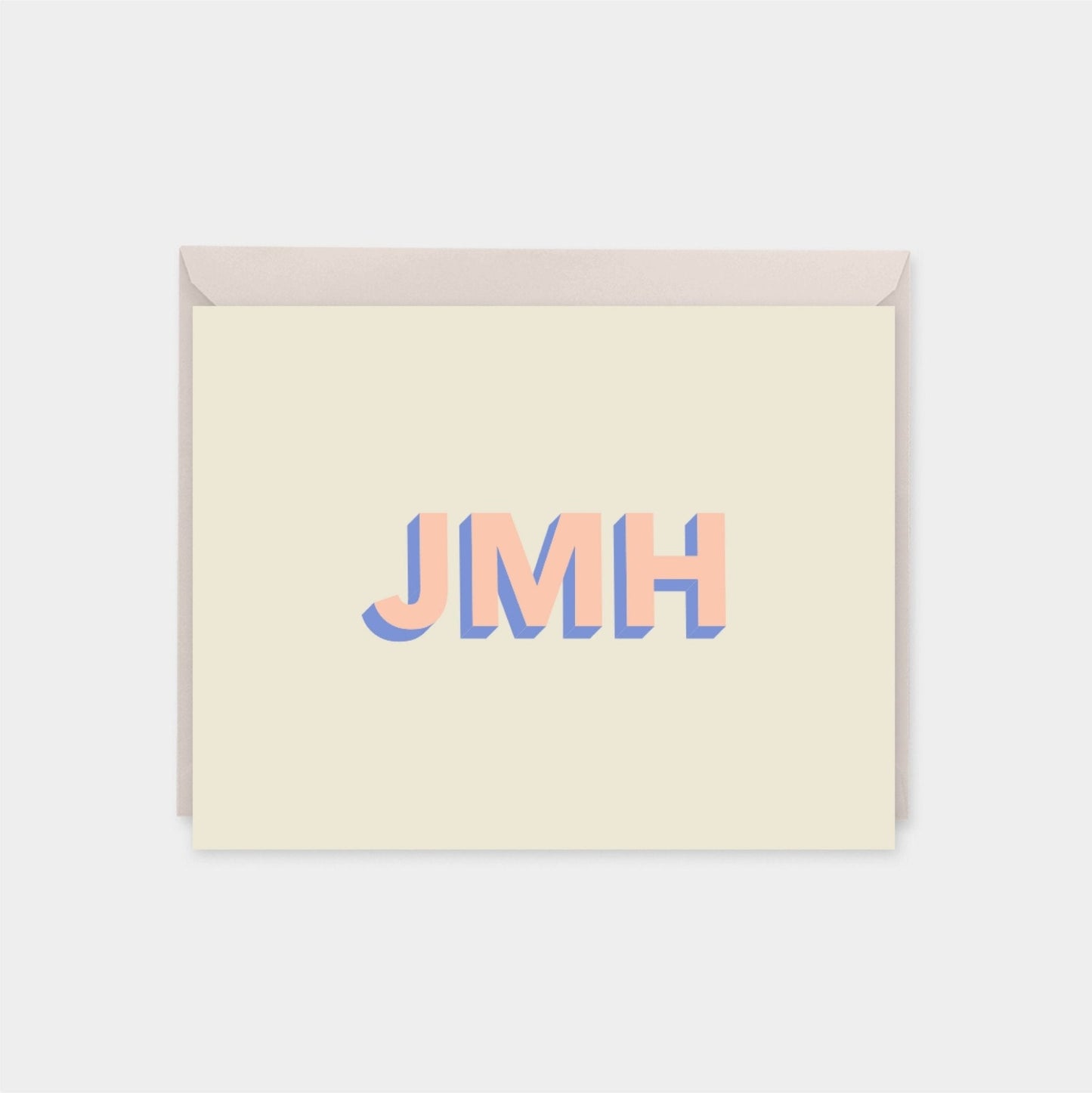 Monogram Note Cards with 3D Text, Modern-Greeting & Note Cards-The Design Craft