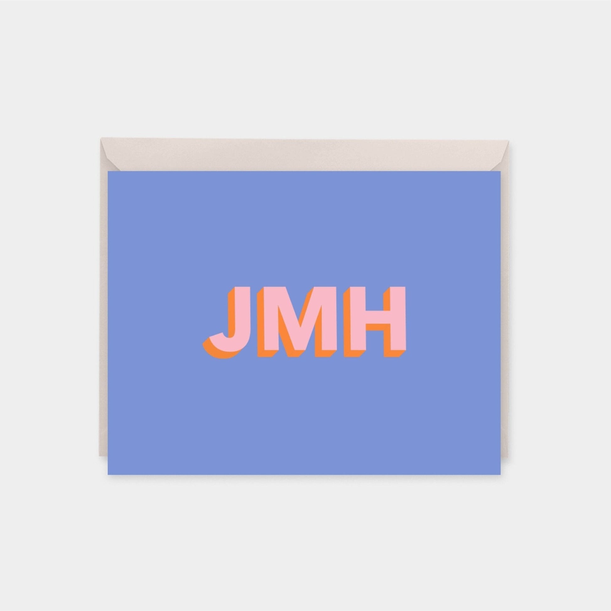 Monogram Note Cards with 3D Text, Modern-Greeting & Note Cards-The Design Craft