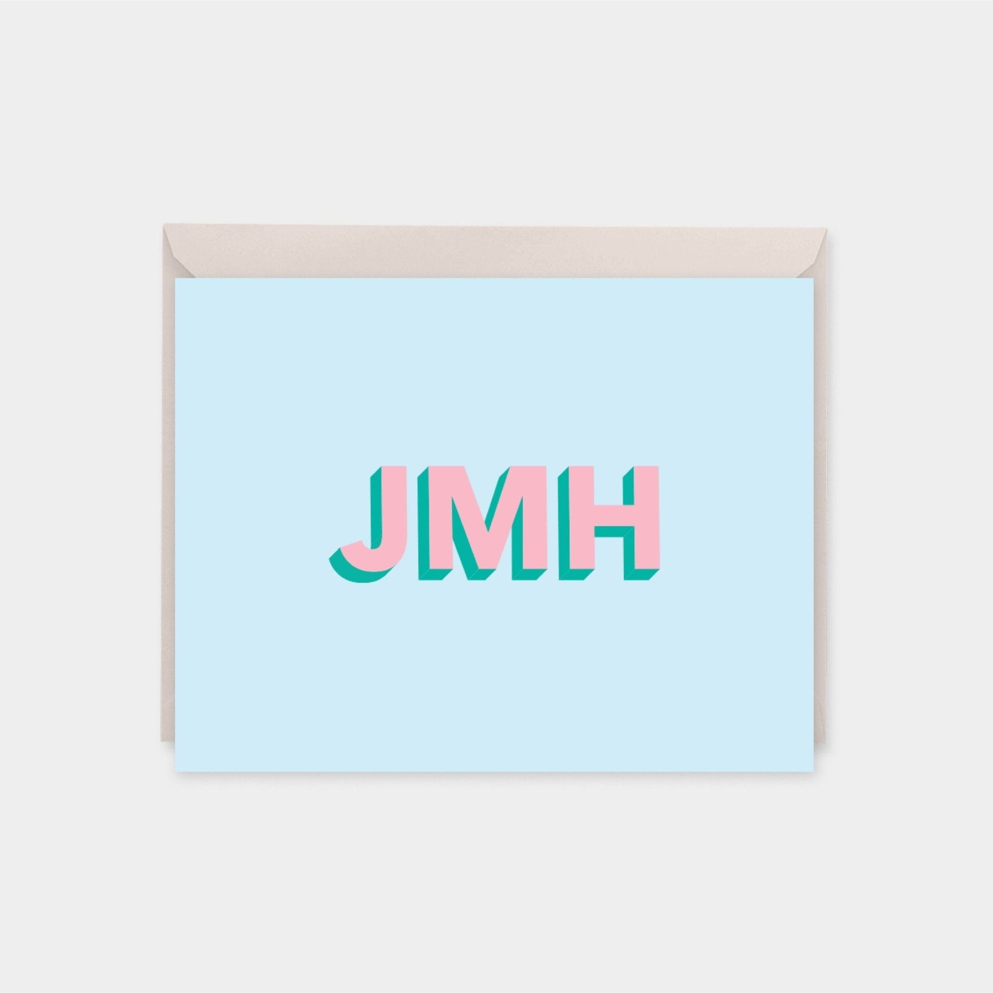 Monogram Note Cards with 3D Text, Modern-Greeting & Note Cards-The Design Craft