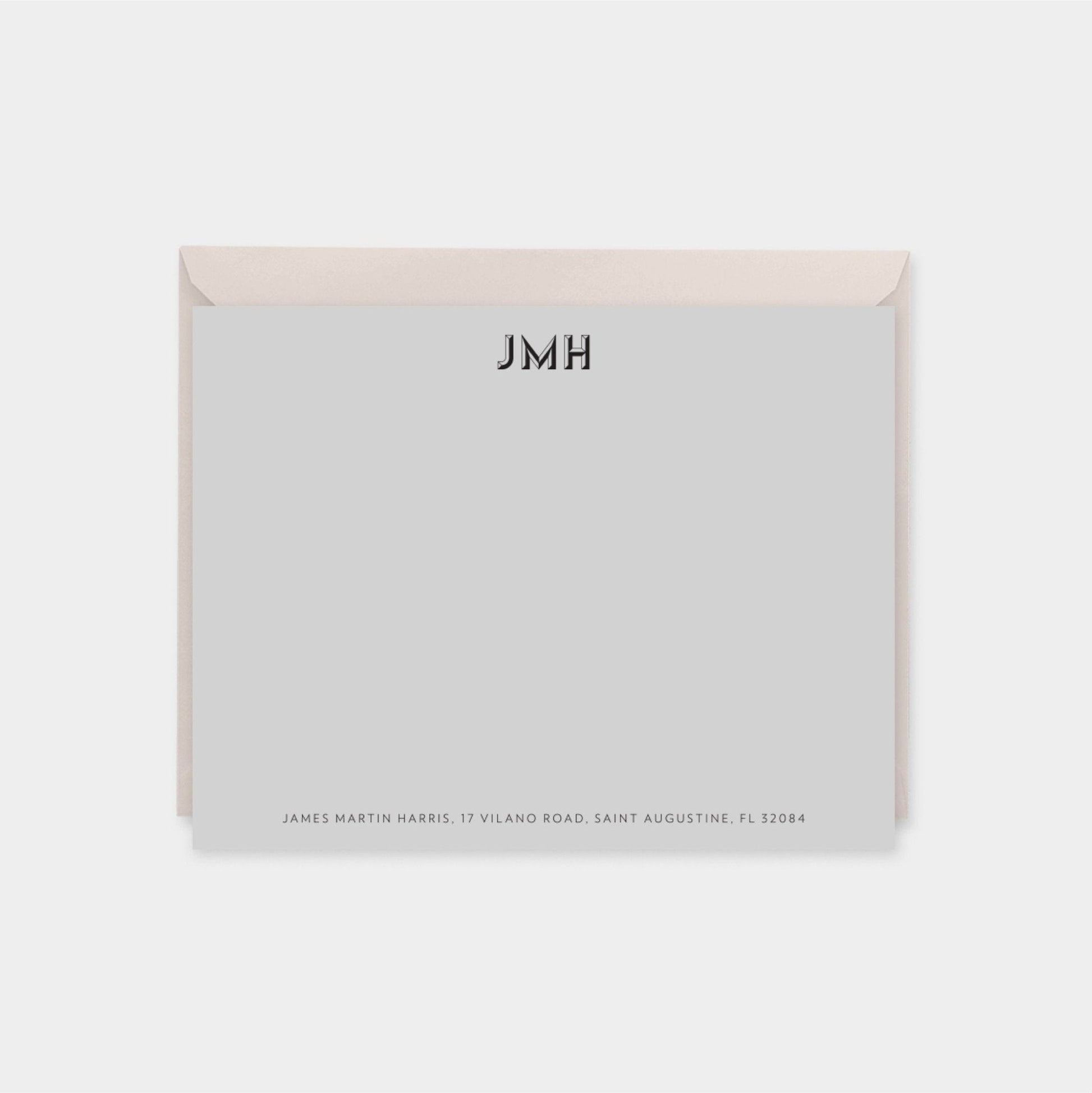 Monogram Note Cards with Beveled Type,-Greeting & Note Cards-The Design Craft