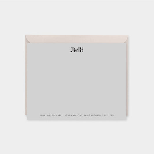 Monogram Note Cards with Beveled Type,-Greeting & Note Cards-The Design Craft