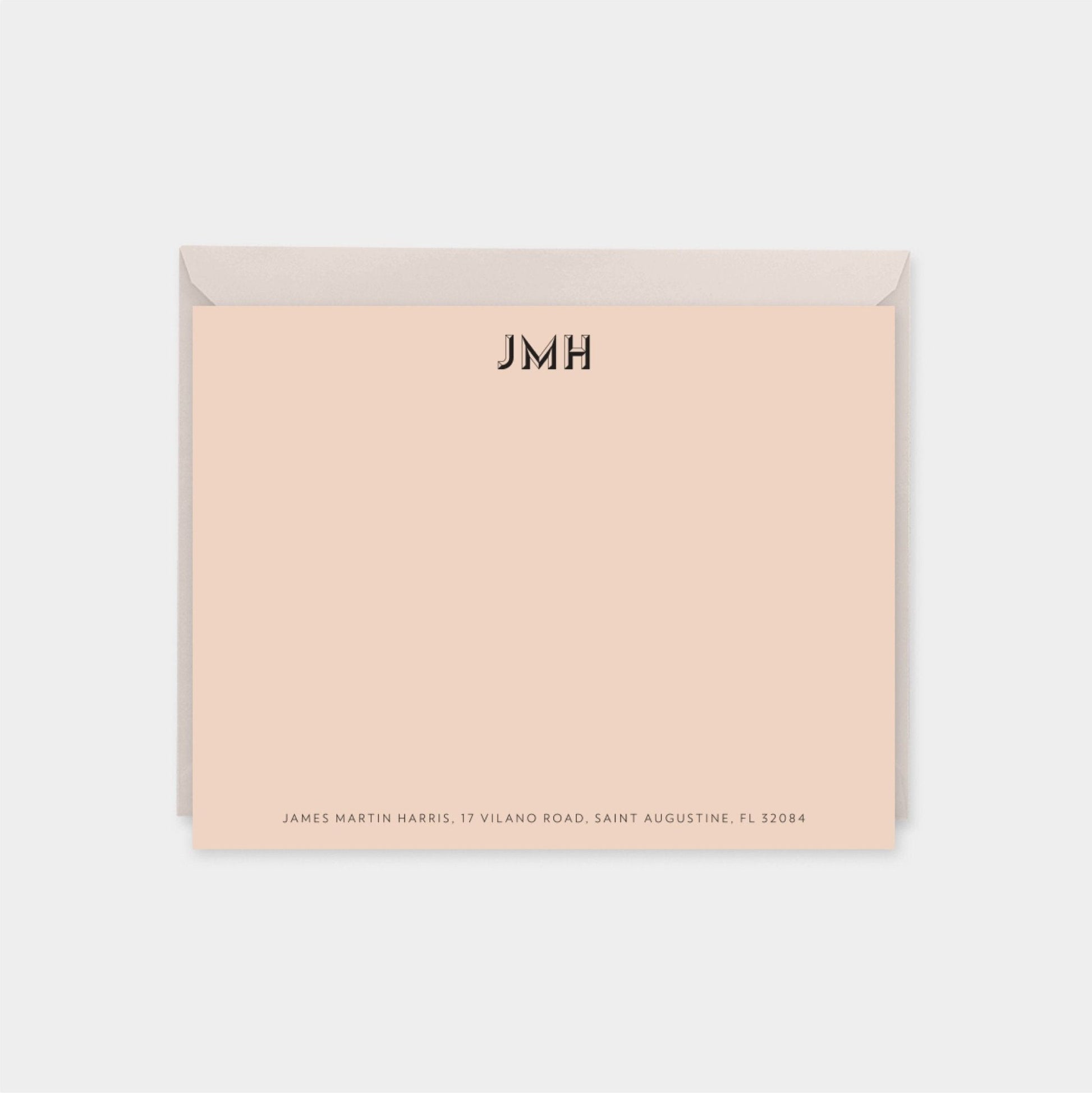 Monogram Note Cards with Beveled Type,-Greeting & Note Cards-The Design Craft