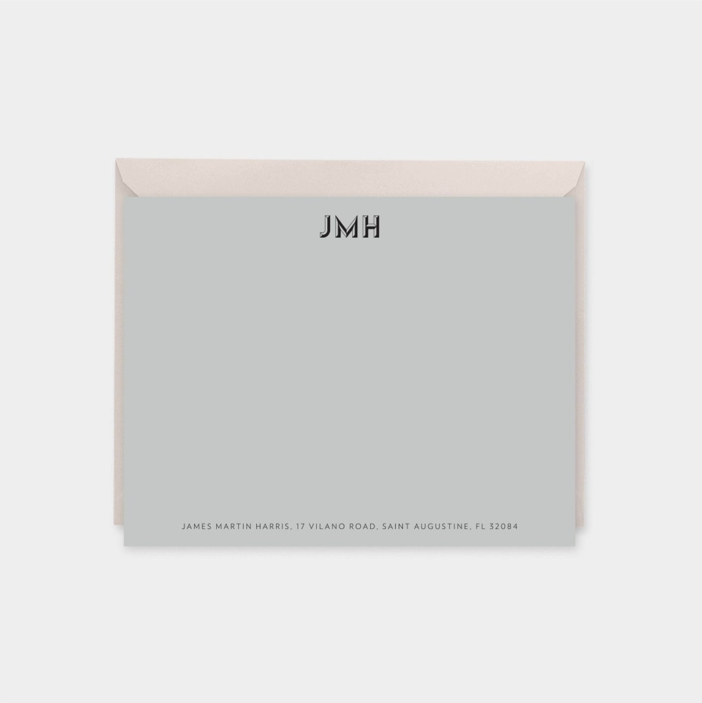 Monogram Note Cards with Beveled Type-Greeting & Note Cards-The Design Craft