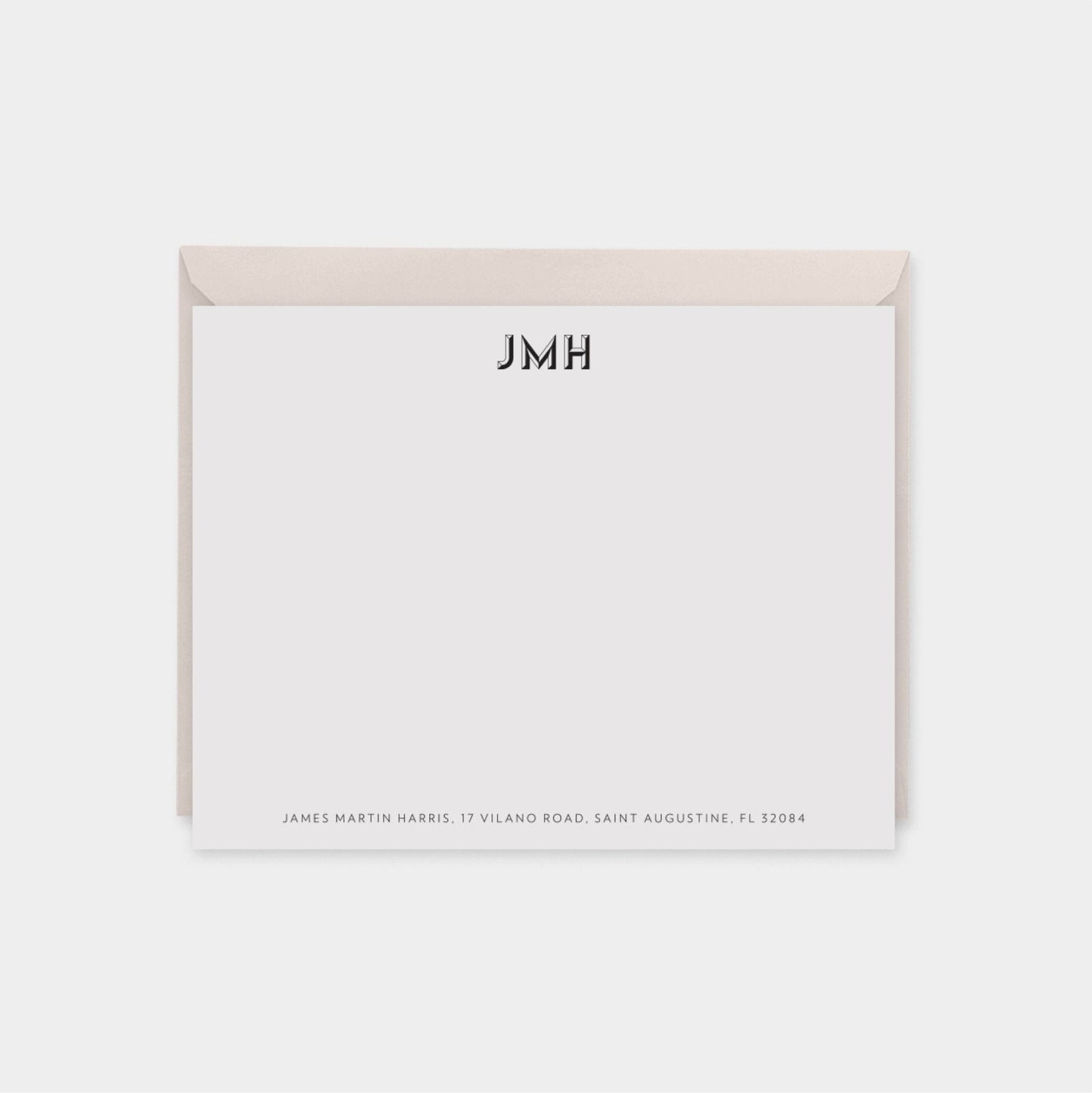 Monogram Note Cards with Beveled Type,-Greeting & Note Cards-The Design Craft