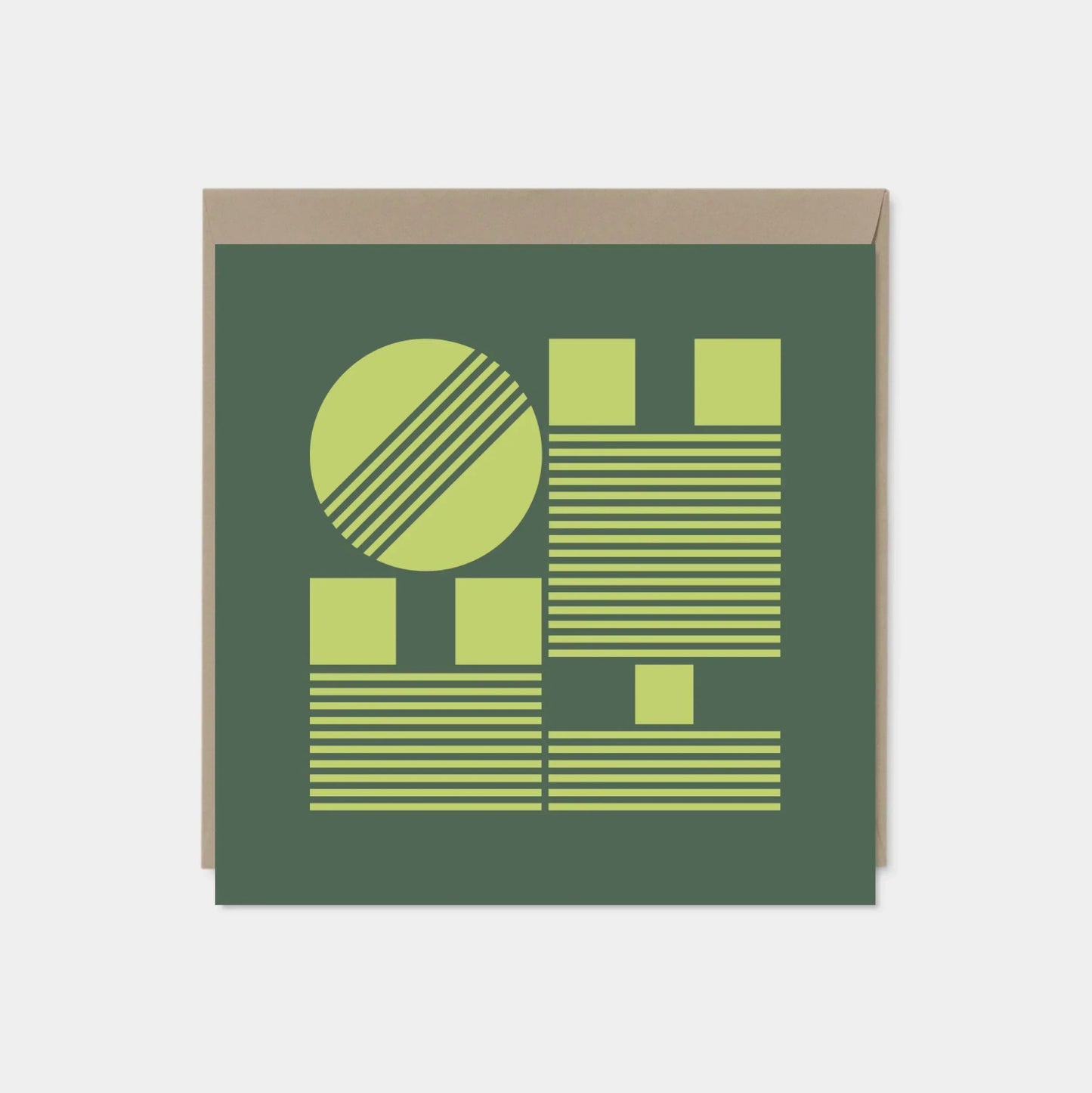 Oh Hi! Modern Geo Typography Card, Green-Greeting & Note Cards-The Design Craft