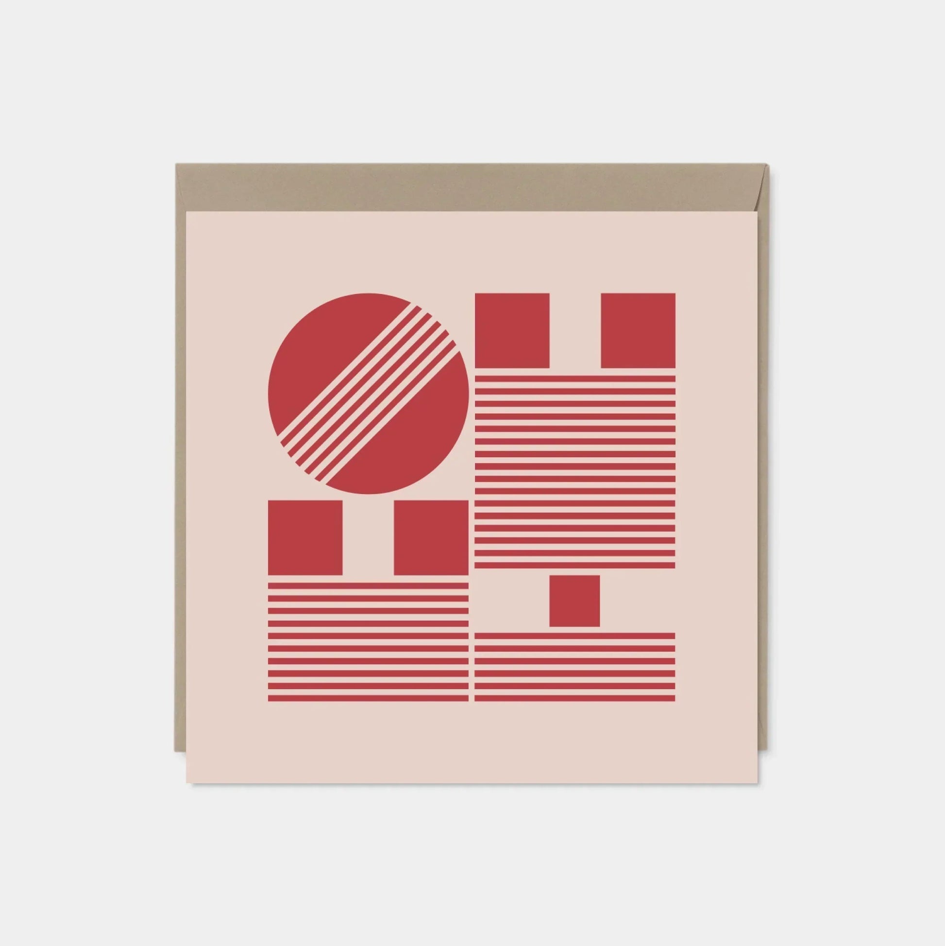 Oh Hi! Modern Geo Typography Card, Red-Greeting & Note Cards-The Design Craft