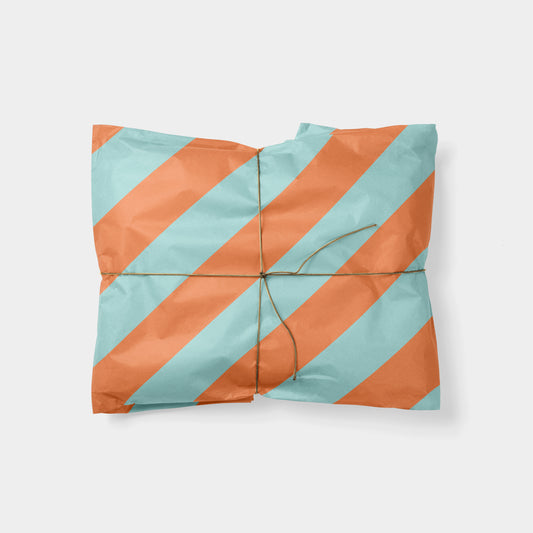 Orange & Aqua Stripe Gift Wrap