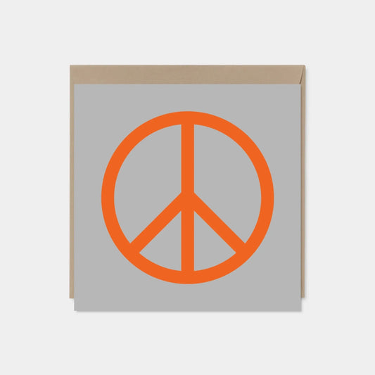 Orange & Gray Square Peace Card