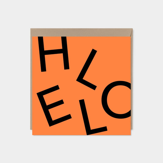 Orange HELLO Square Greeting Card,-Greeting & Note Cards-The Design Craft