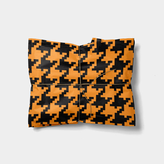 Orange Oversized Houndstooth Gift Wrap-Gift Wrapping-The Design Craft