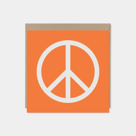 Orange Peace Sign Card, Square Peace-Greeting & Note Cards-The Design Craft