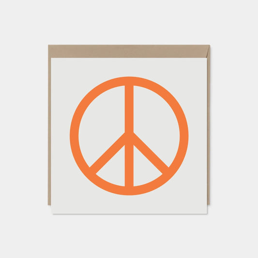 Orange Peace Sign Card, Square Peace-Greeting & Note Cards-The Design Craft