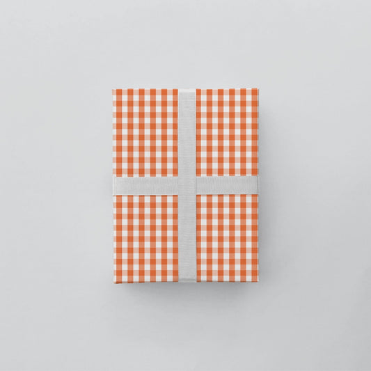 Orange Vintage Gingham Gift Wrap-Gift Wrapping-The Design Craft