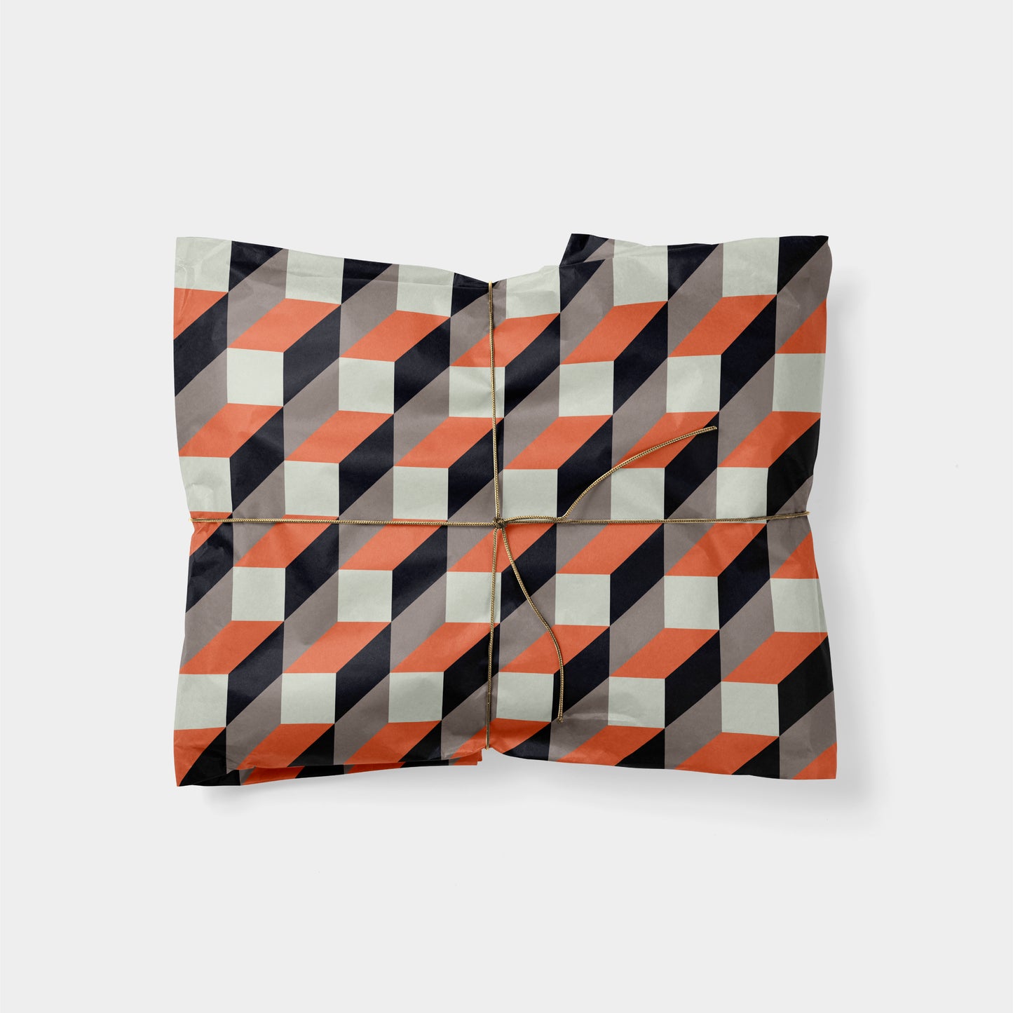 Orange and Black 3D Block Gift Wrap