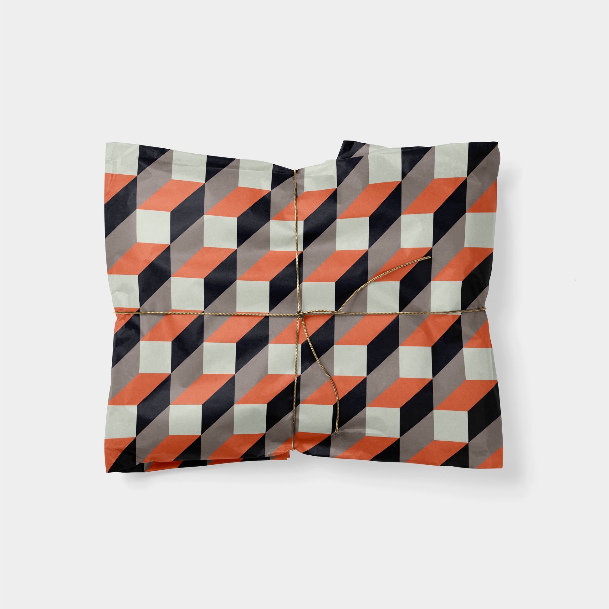 Orange and Black 3D Block Gift Wrap