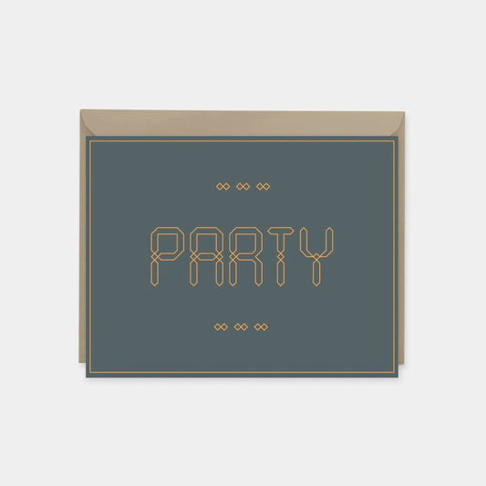 Party Invitation Card IV, Orange,-Greeting & Note Cards-The Design Craft