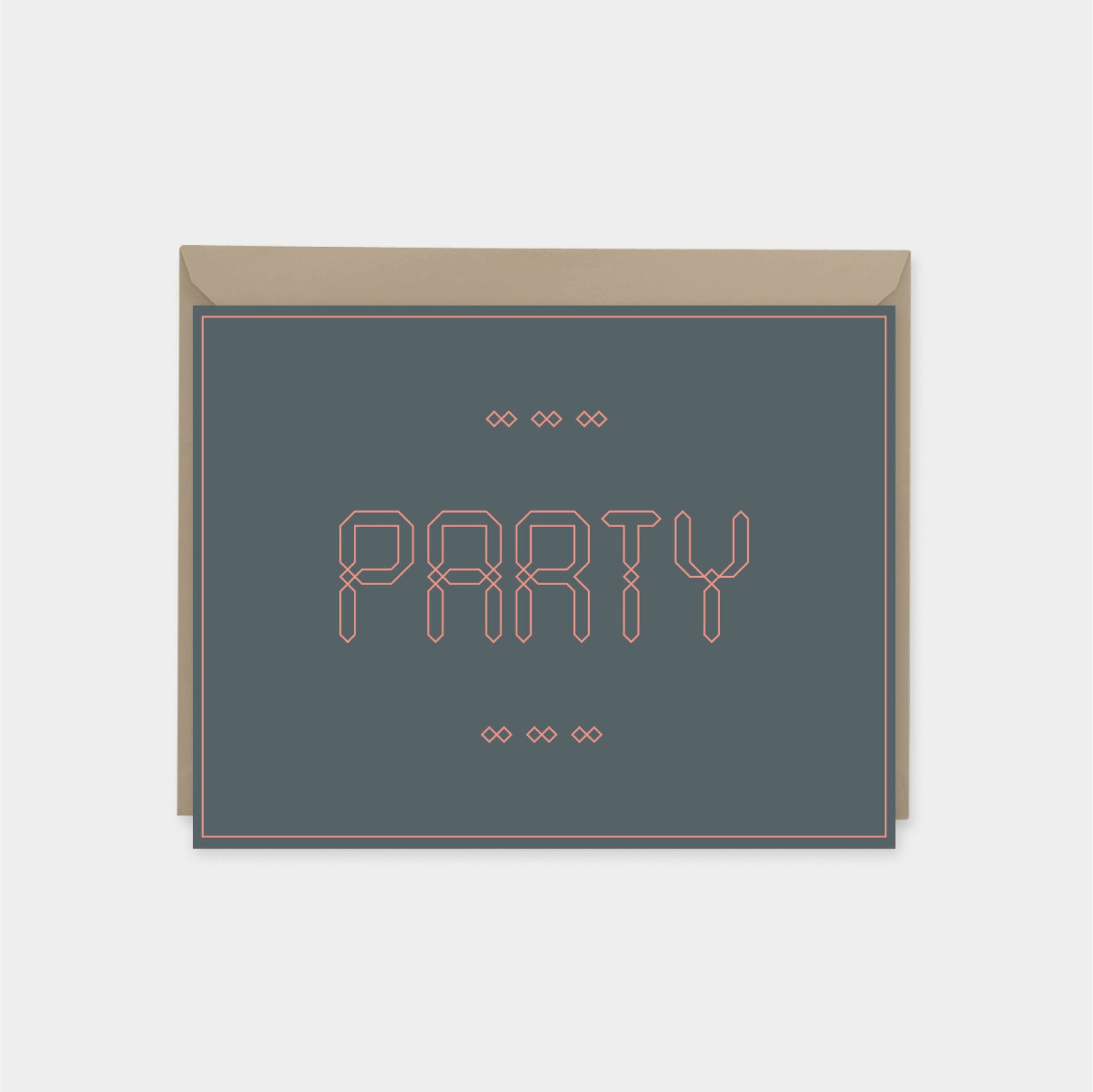 Party Invitation Card V, Bright Pink,-Greeting & Note Cards-The Design Craft