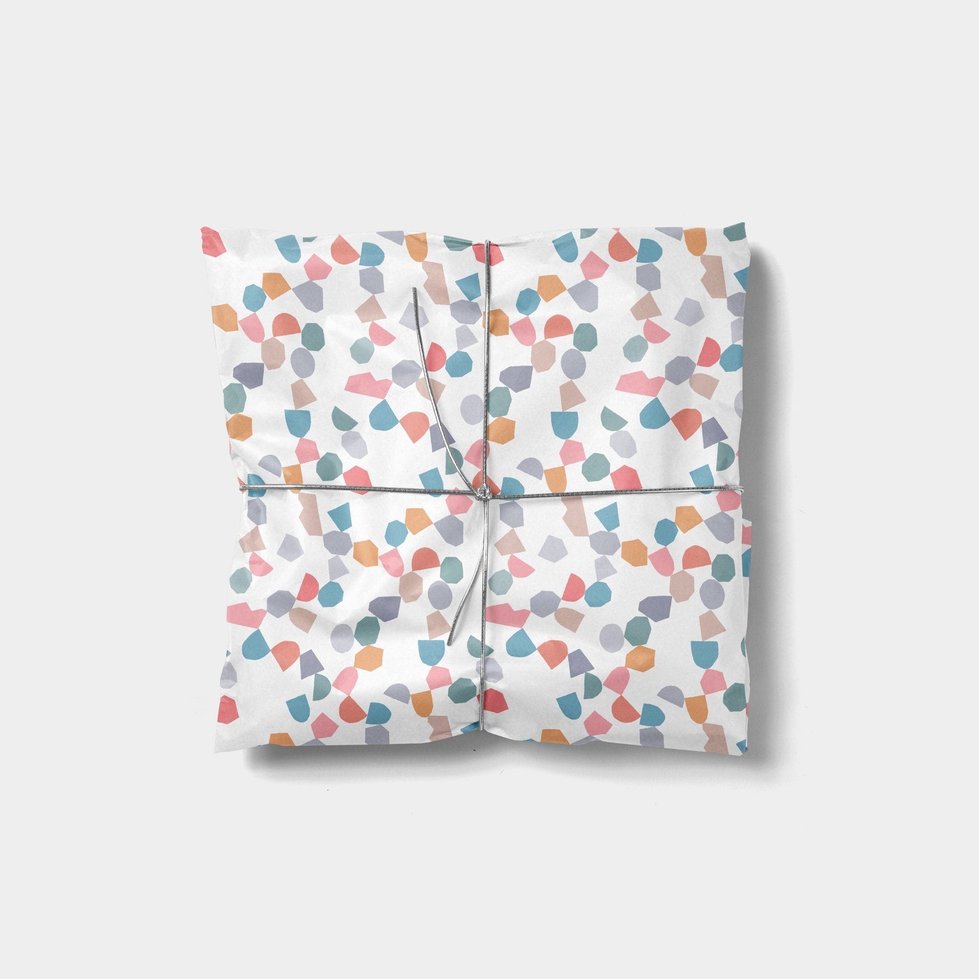 Pastel Cut Out Collage Gift Wrap-Gift Wrapping-The Design Craft