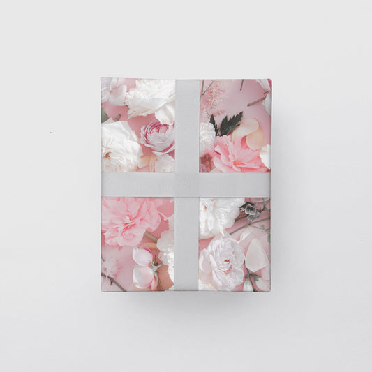 Pastel Pink Floral Wrapping Paper-Gift Wrapping-The Design Craft