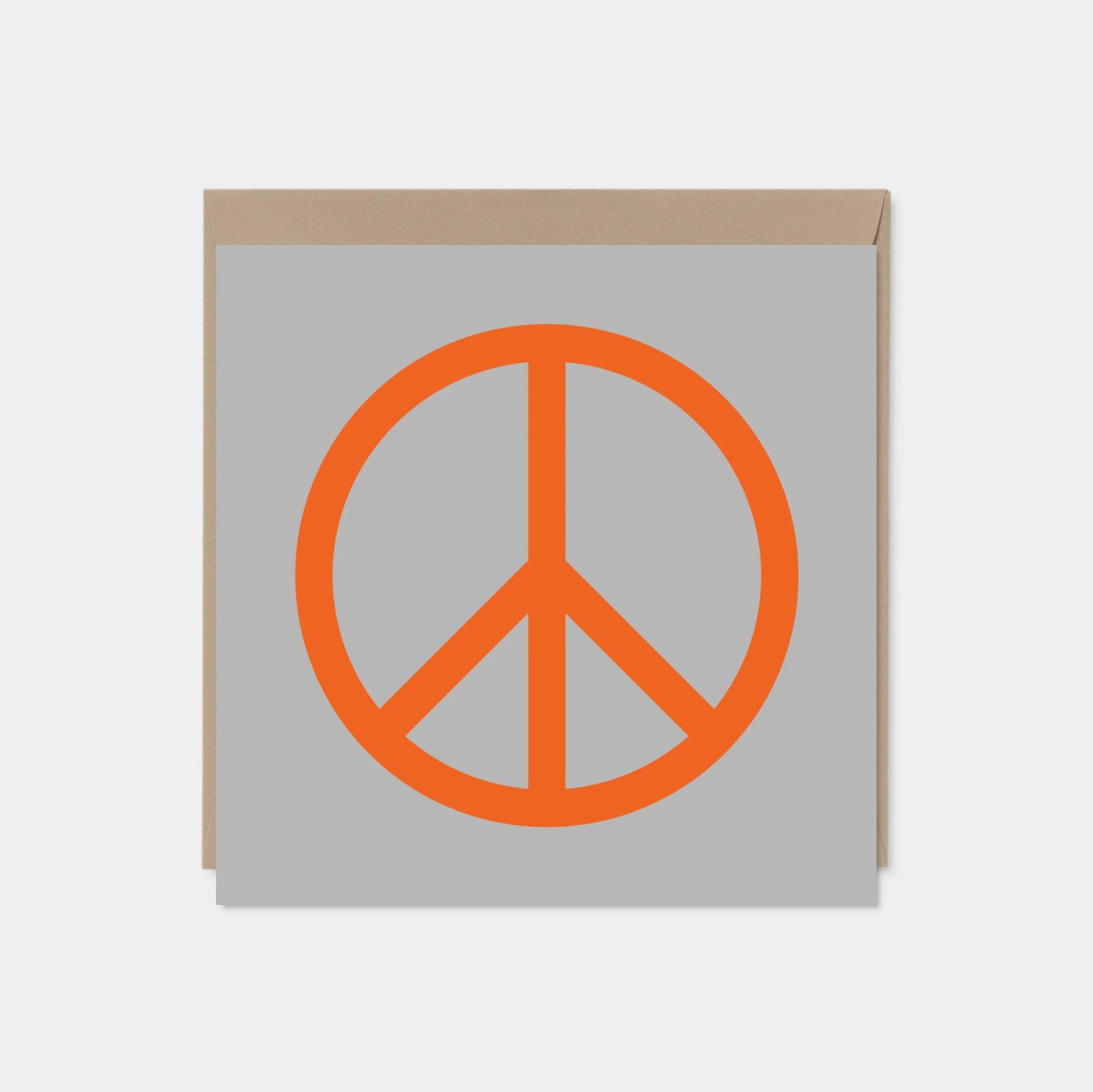 Peace Card, Orange and Gray, Square-Greeting & Note Cards-The Design Craft