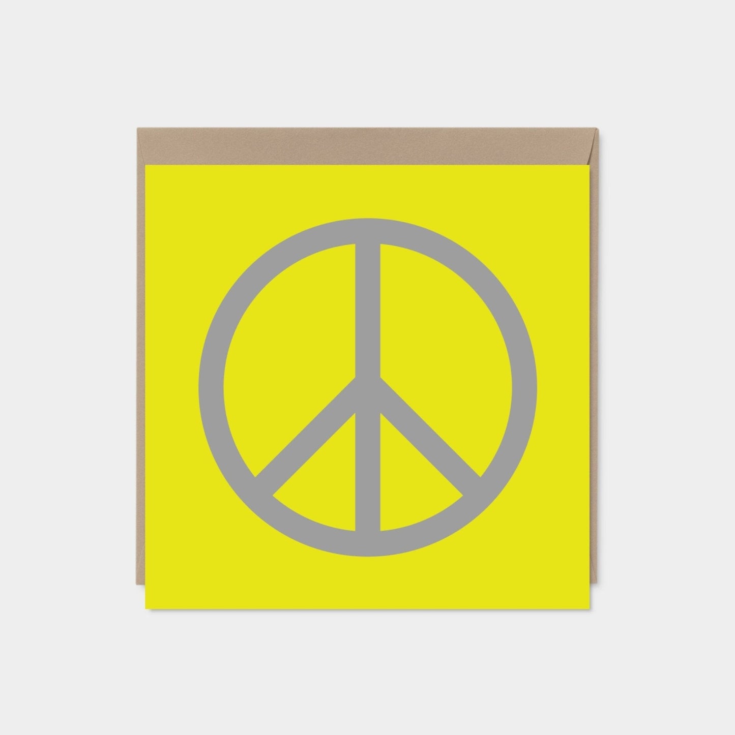 Peace Card, Yellow and Gray, Square-Greeting & Note Cards-The Design Craft