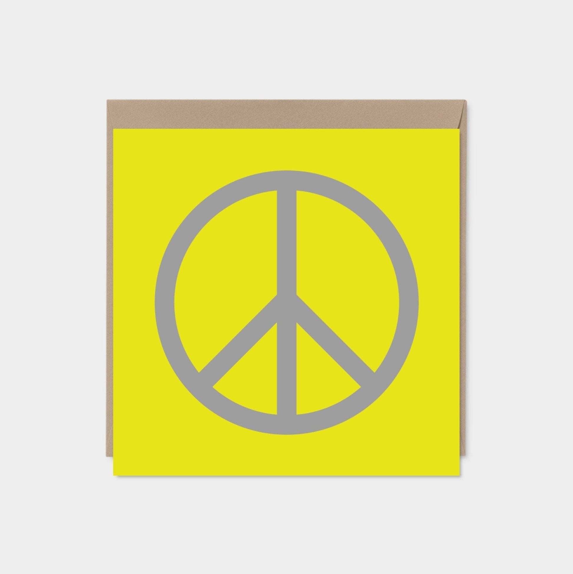 Peace Card, Yellow and Gray, Square-Greeting & Note Cards-The Design Craft