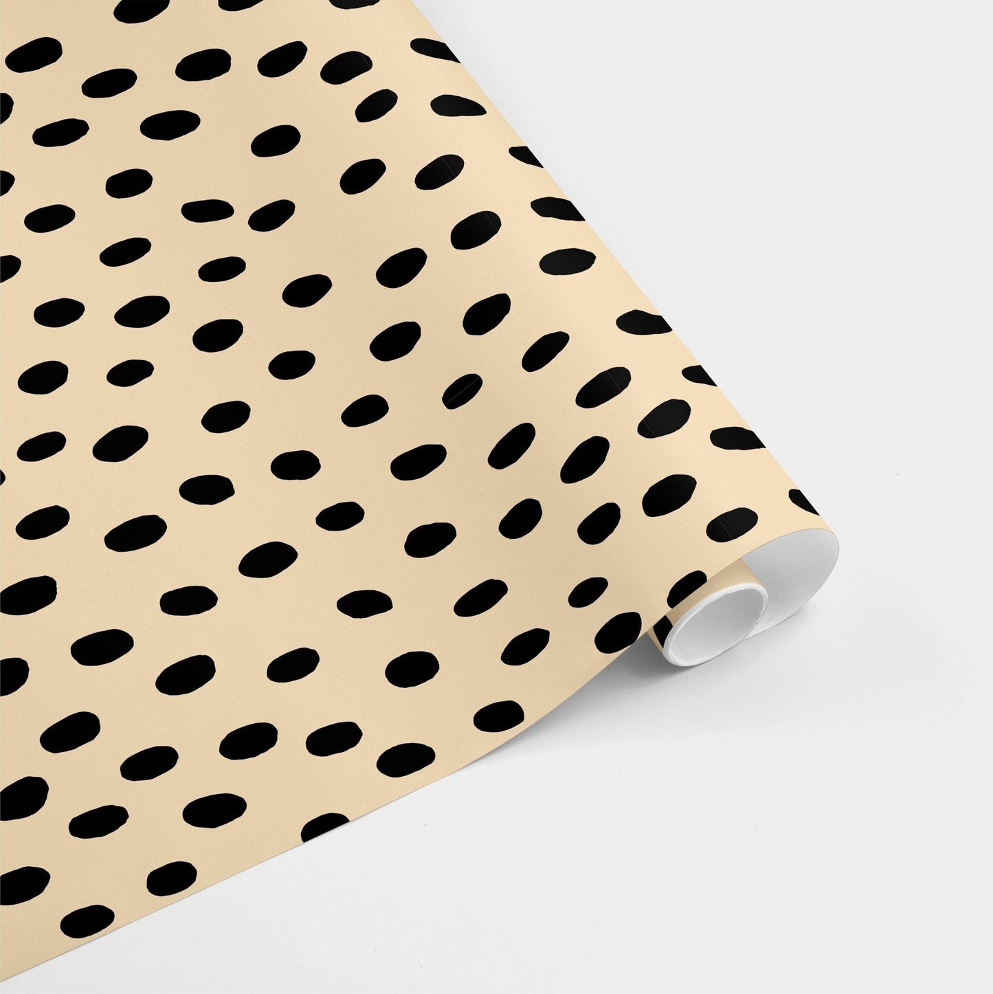 Peach and Black Hand-drawn Polka Dots-Gift Wrapping-The Design Craft