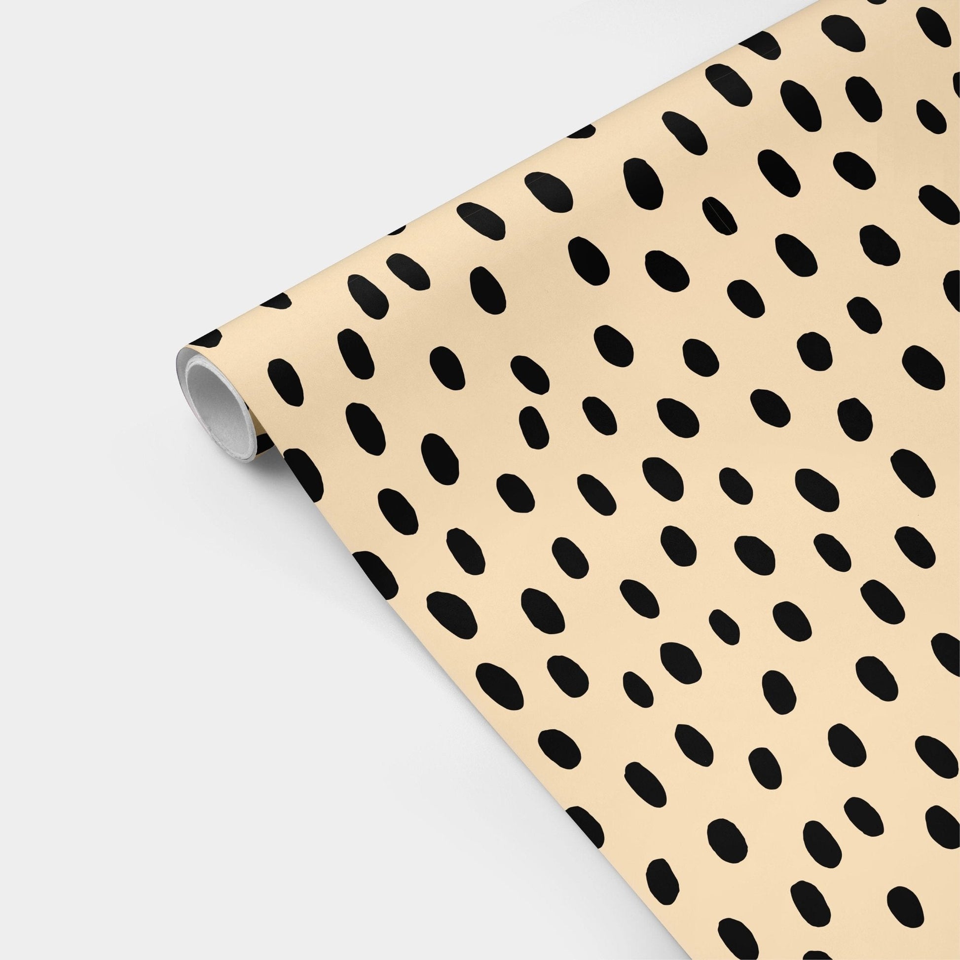 Peach and Black Hand-drawn Polka Dots-Gift Wrapping-The Design Craft