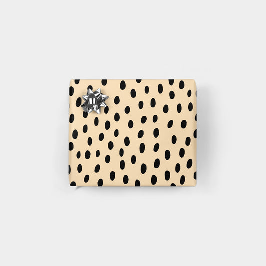 Peach and Black Hand-drawn Polka Dots-Gift Wrapping-The Design Craft