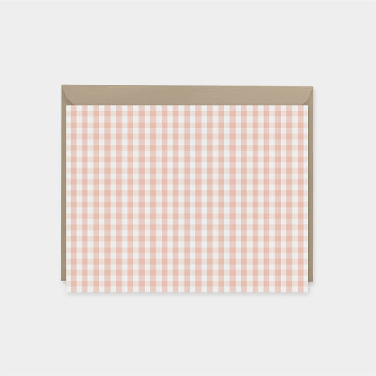 Pink Gingham Personalized Note Cards,-Greeting & Note Cards-The Design Craft