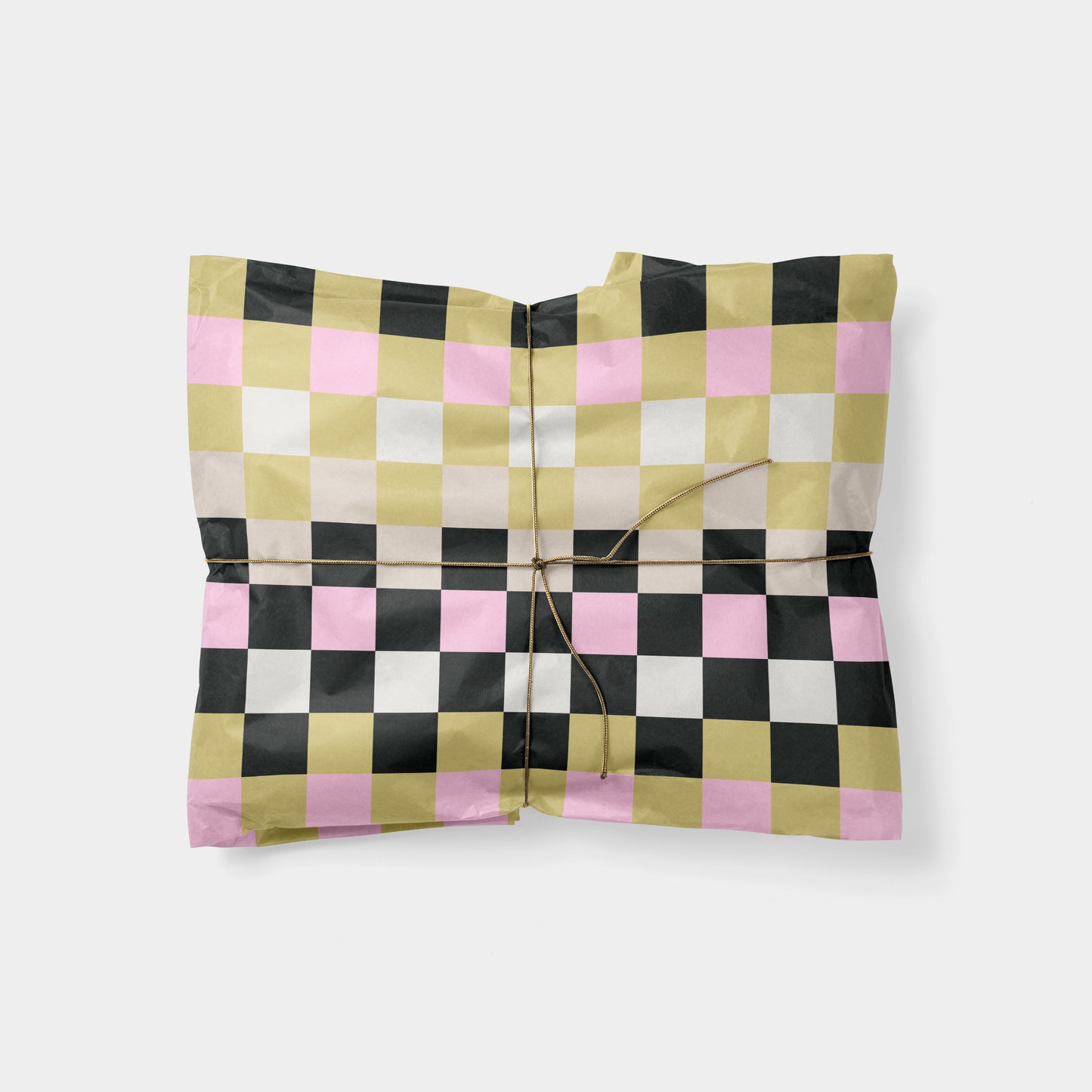Pink, Gold & Black Checkerboard Gift Wrap