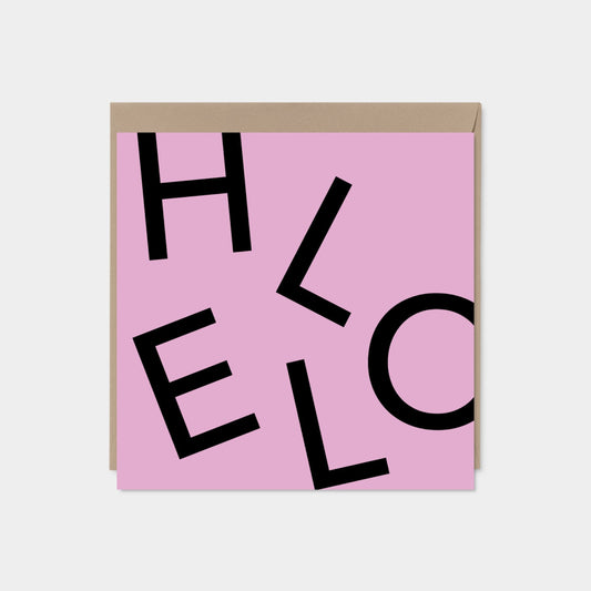 Pink HELLO Square Greeting Card,-Greeting & Note Cards-The Design Craft