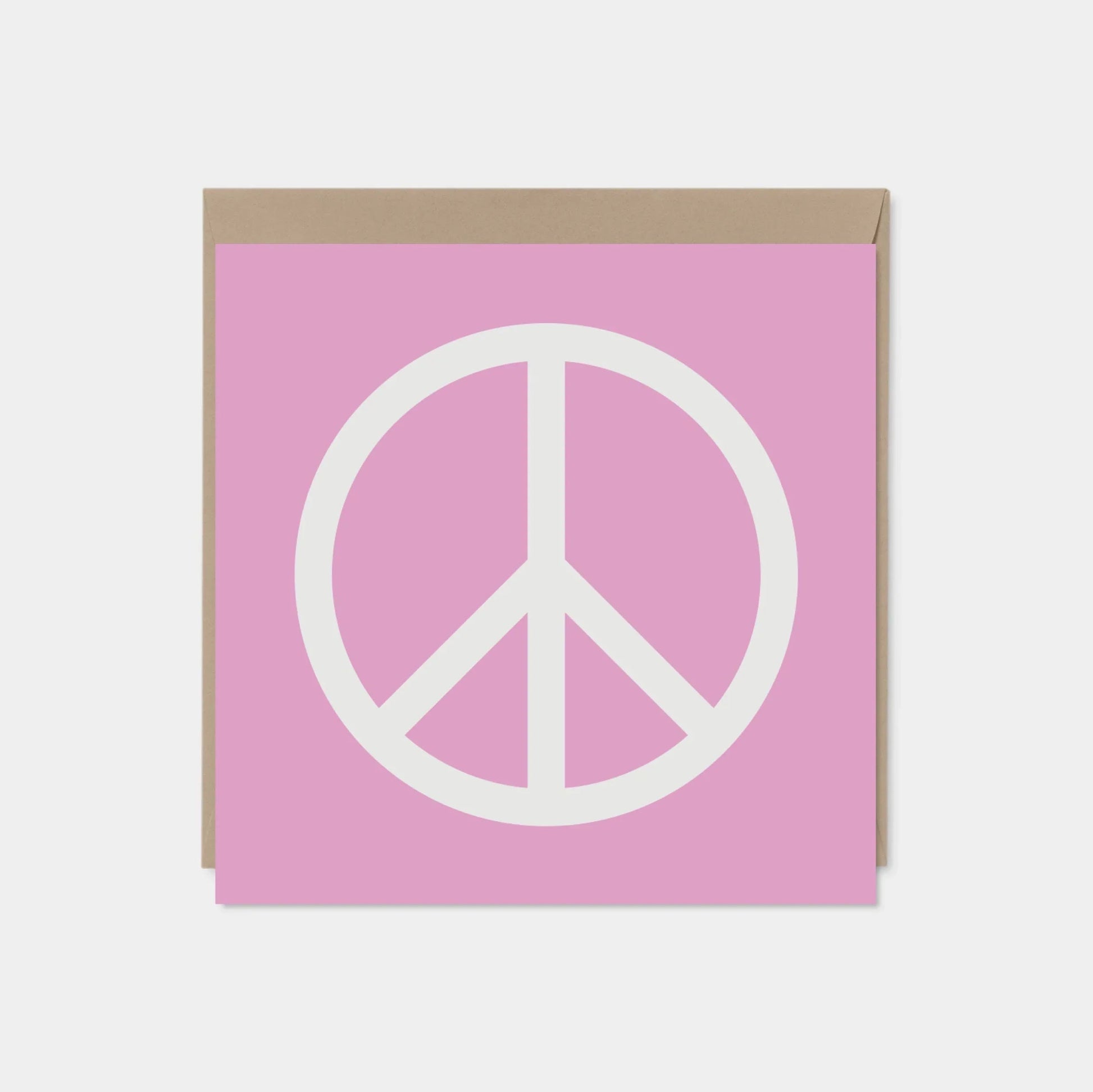 Pink Peace Sign Card, Square Peace Card,-Greeting & Note Cards-The Design Craft