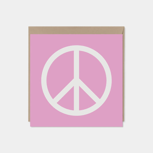 Pink Peace Sign Card, Square Peace Card,-Greeting & Note Cards-The Design Craft