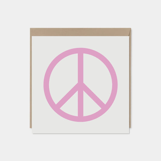 Pink Peace Sign Card, Square Peace Card,-Greeting & Note Cards-The Design Craft