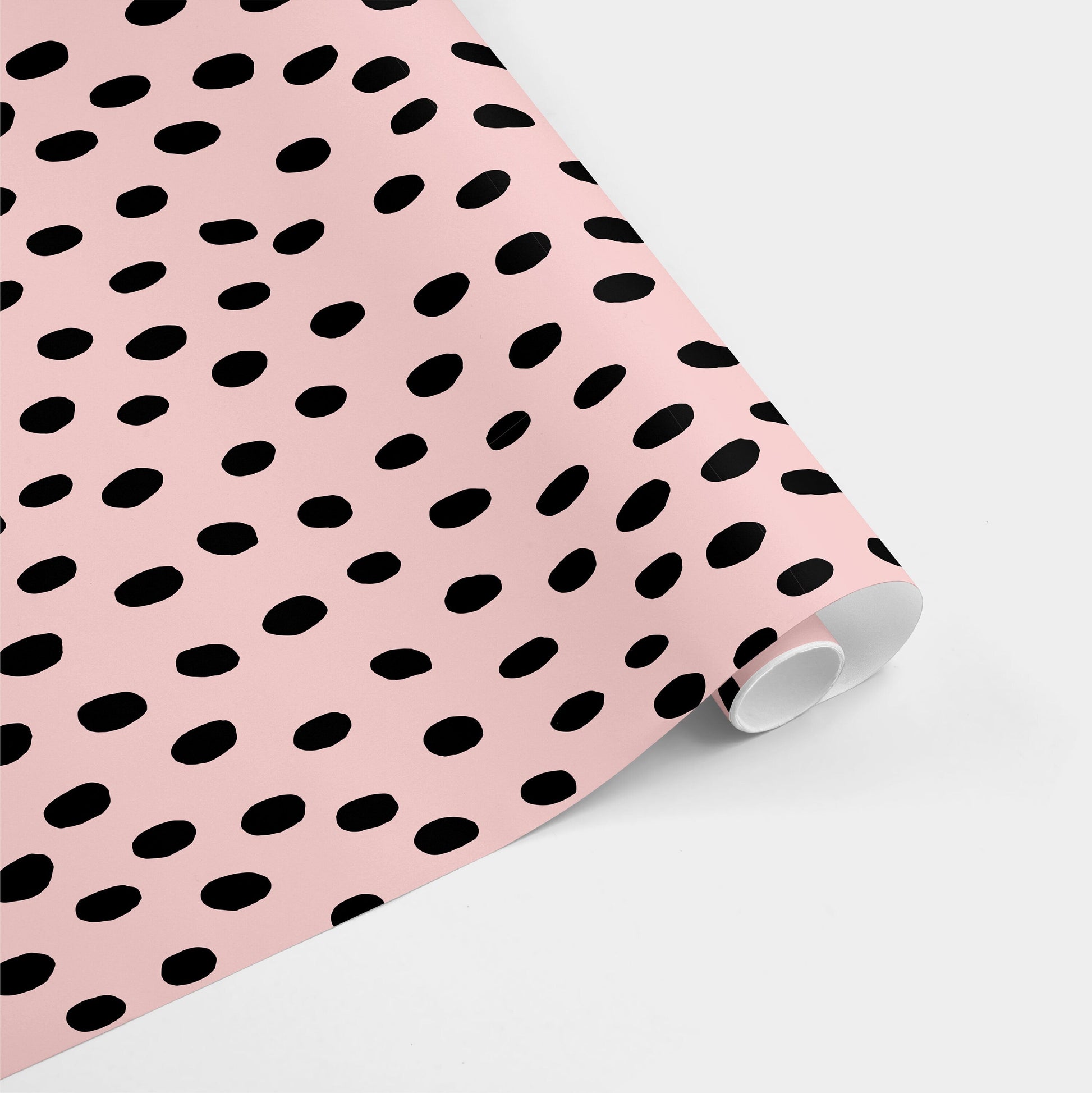 Pink and Black Handdrawn Polka Dots Gift-Gift Wrapping-The Design Craft