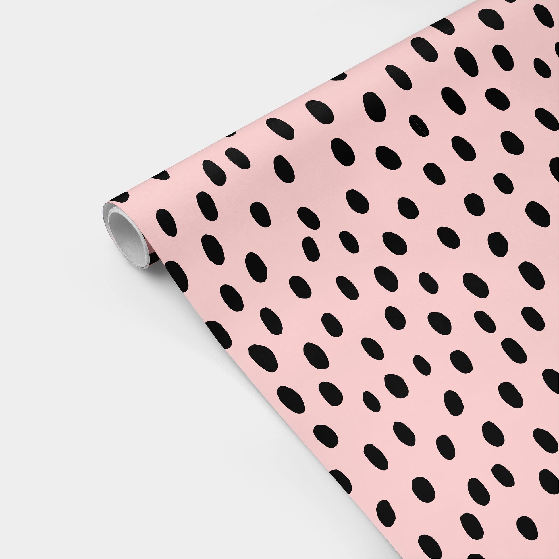 Pink and Black Handdrawn Polka Dots Gift-Gift Wrapping-The Design Craft