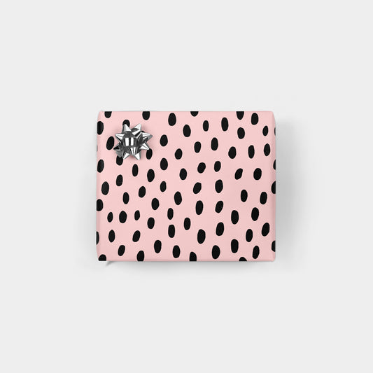 Pink and Black Handdrawn Polka Dots Gift-Gift Wrapping-The Design Craft