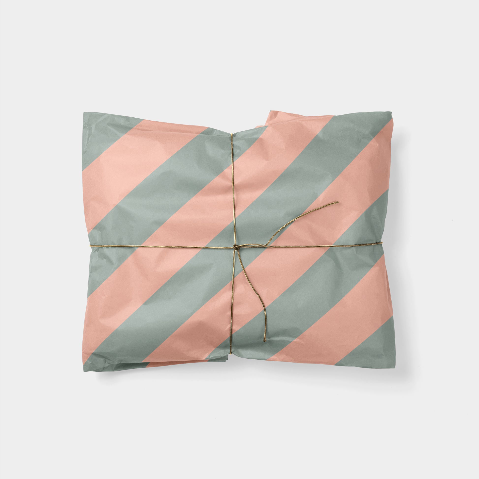 Pink and Lichen Green Stripe Gift Wrap