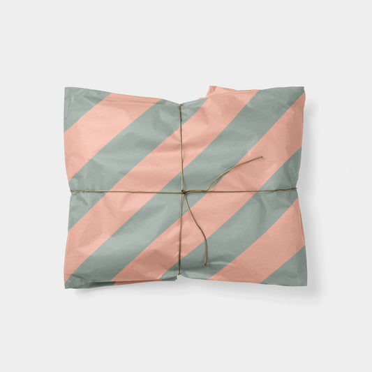 Pink and Lichen Green Stripe Gift Wrap