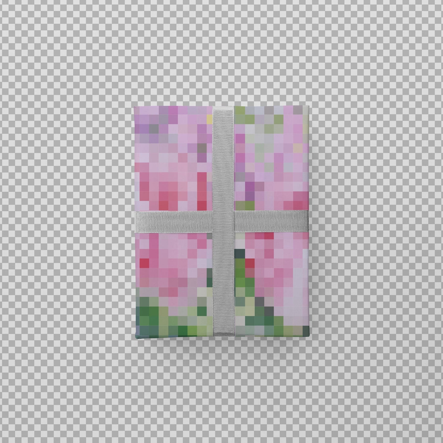 Pixelated Floral Gift Wrap-Gift Wrapping-The Design Craft