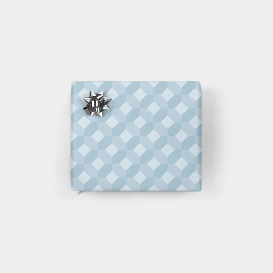 Powder Blue 3D Block Pattern Gift Wrap-Gift Wrapping-The Design Craft