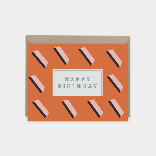 Red Art Deco Birthday Card-Greeting & Note Cards-The Design Craft