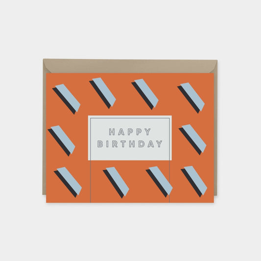 Red Art Deco Birthday Card II-Greeting & Note Cards-The Design Craft