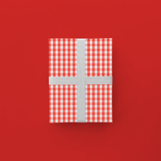 Red Vintage Gingham Gift Wrap-Gift Wrapping-The Design Craft