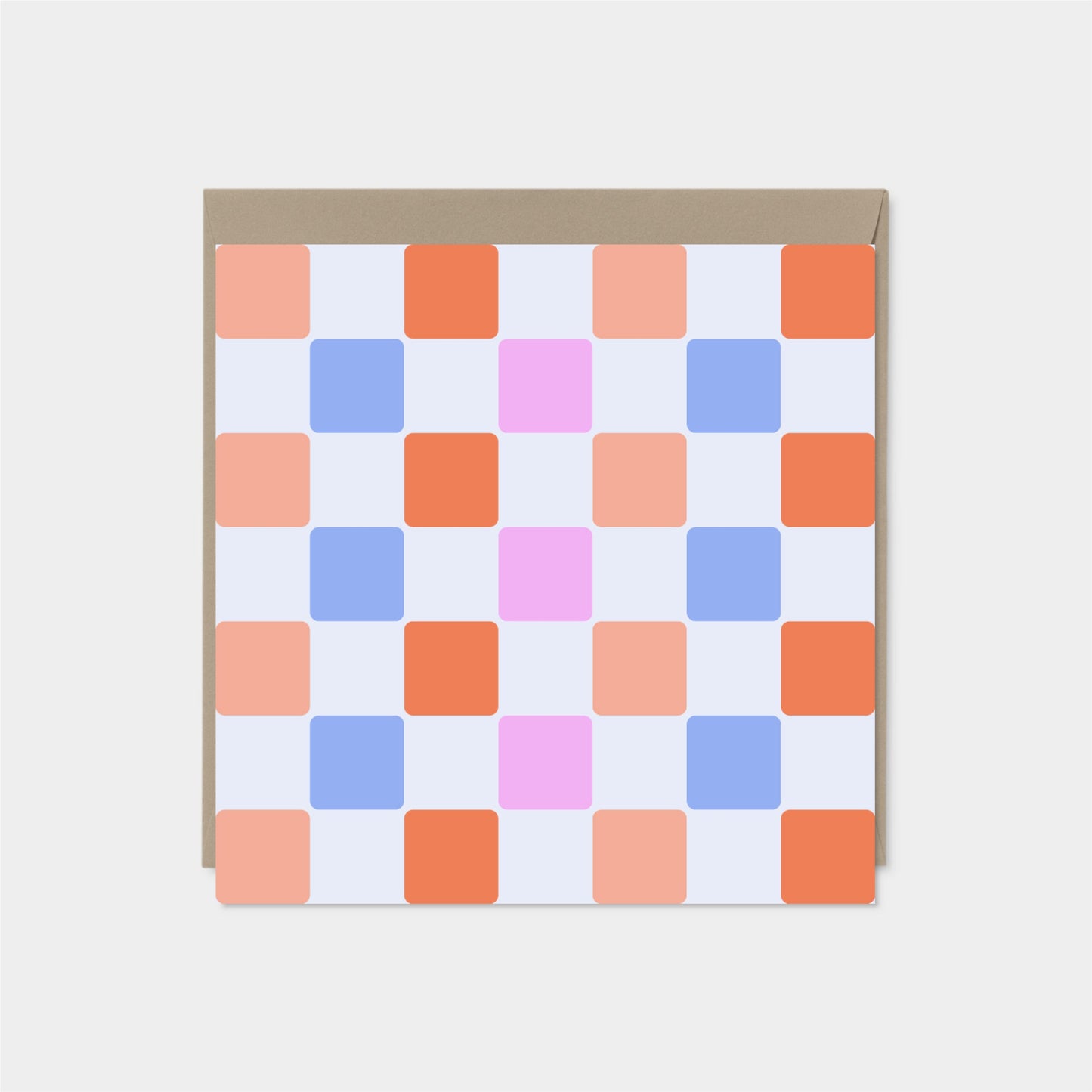 Rounded Checkerboard Square Card II-Greeting & Note Cards-The Design Craft