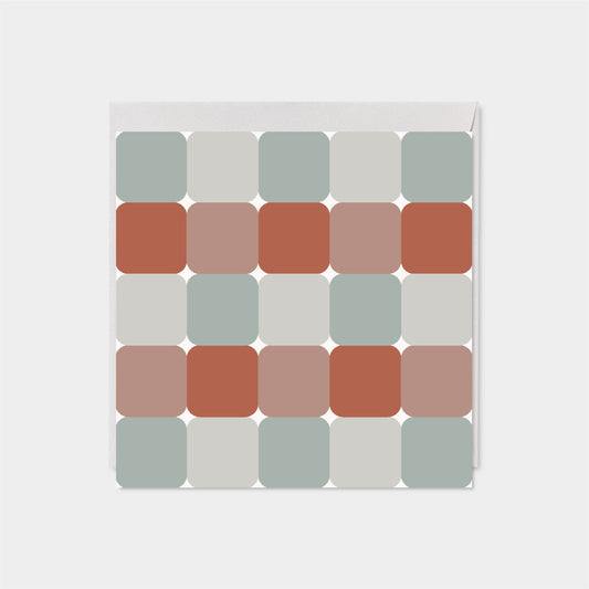 Rounded Checkerboard Square Card III-Greeting & Note Cards-The Design Craft