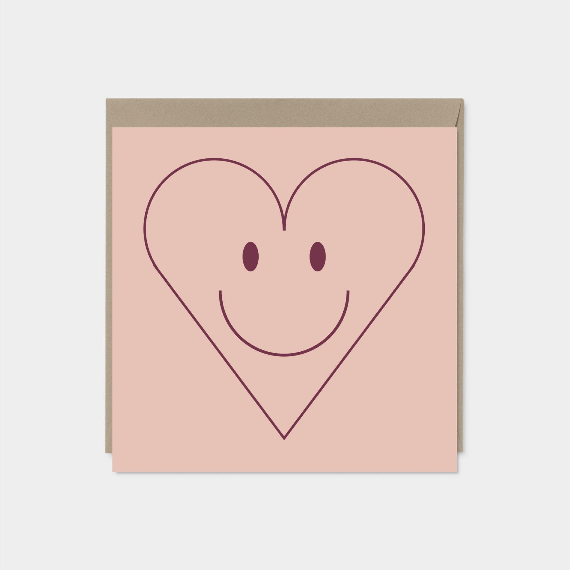 Smiley Heart Valentine's Day Card, Blank-Greeting & Note Cards-The Design Craft